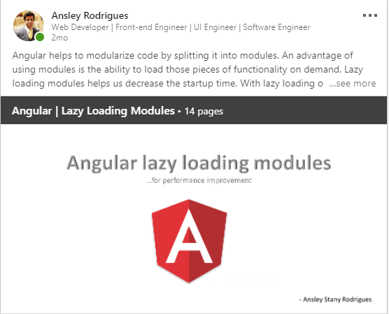 Angular lazy loading linkedin post