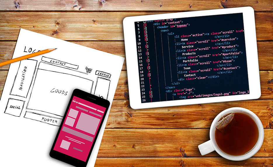 web development image, wireframe to implemantation